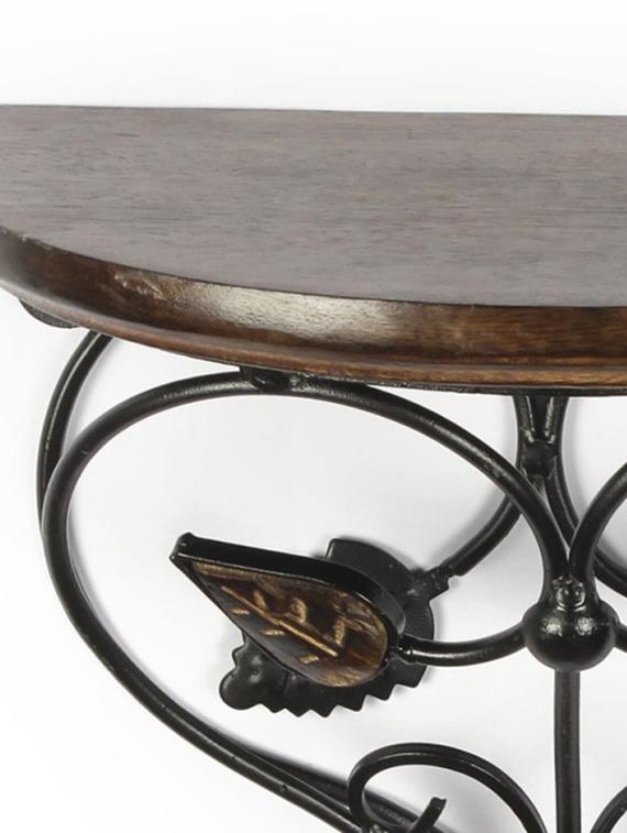 Leaf Design Wood Wrought Iron Shelf Rack Wall Bracket Leaf Design Wood Wrought Iron Shelf Rack Wall Bracket