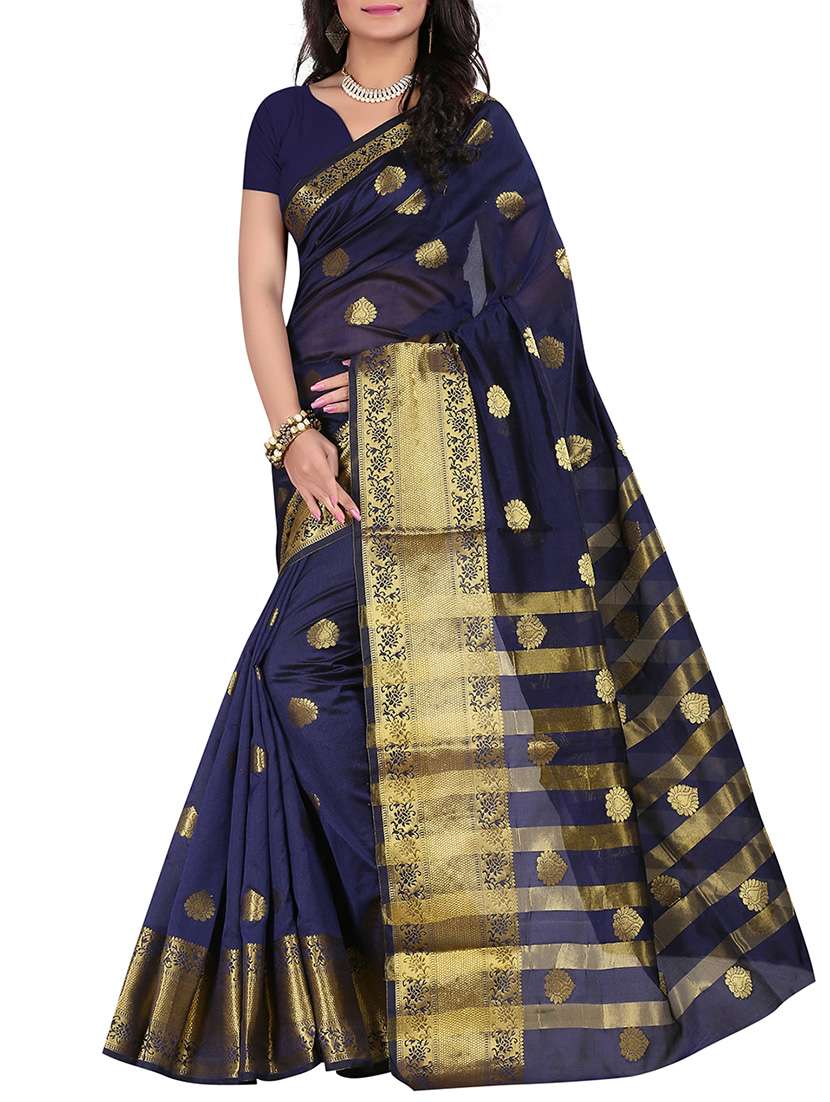 blue silk saree with blouse