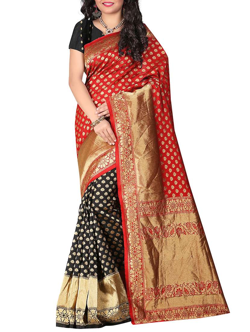 red silk banarasi saree with blouse