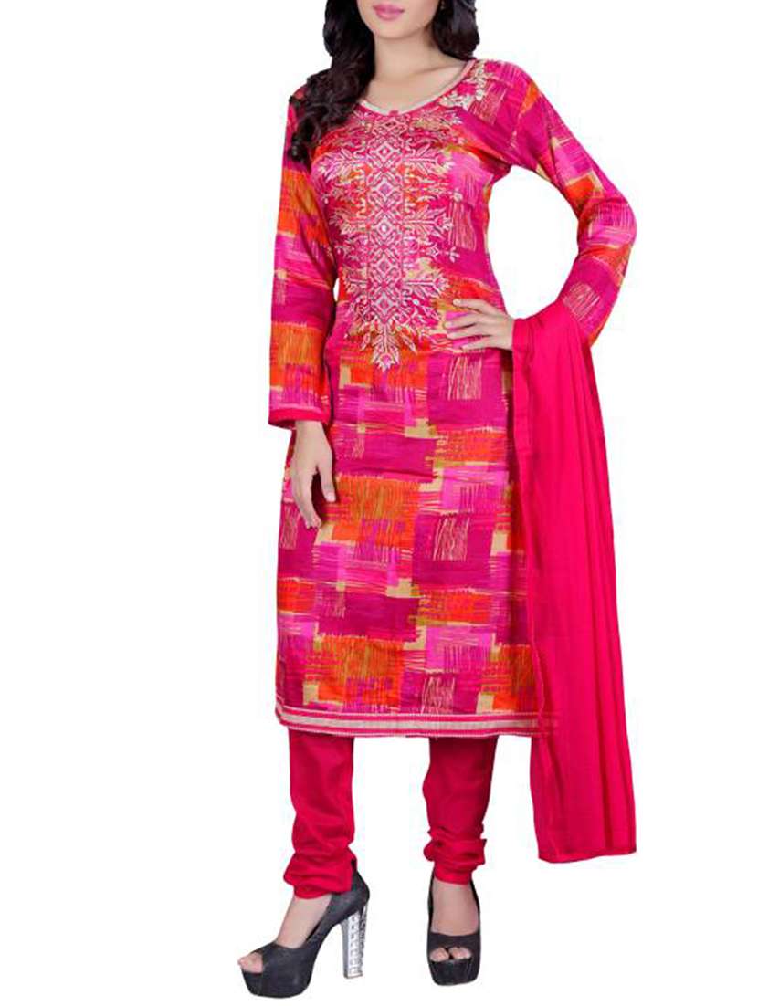 multi colored printed semi-stitched suit