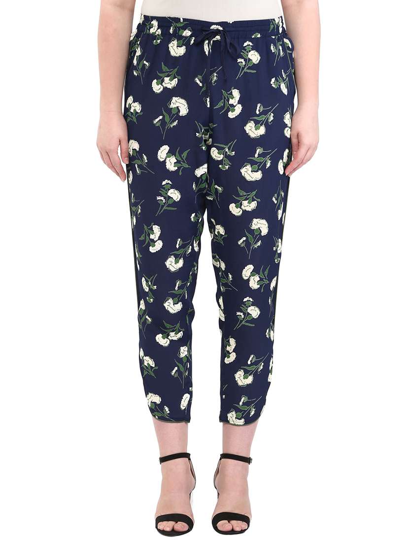 navy blue viscose peg trouser