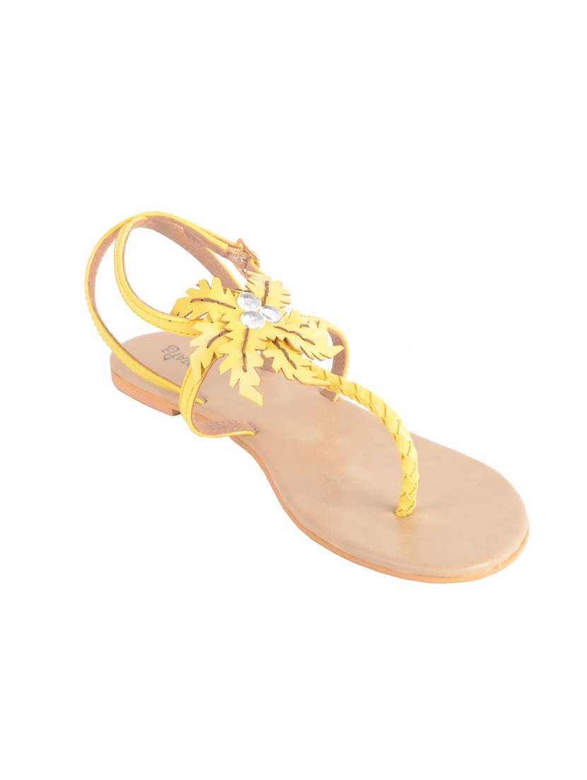 yellow t-strap leatherette sandal - 11957142 - Zoom Image - 0