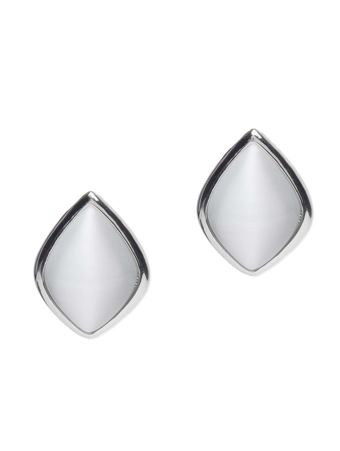 white stones metallic earrings