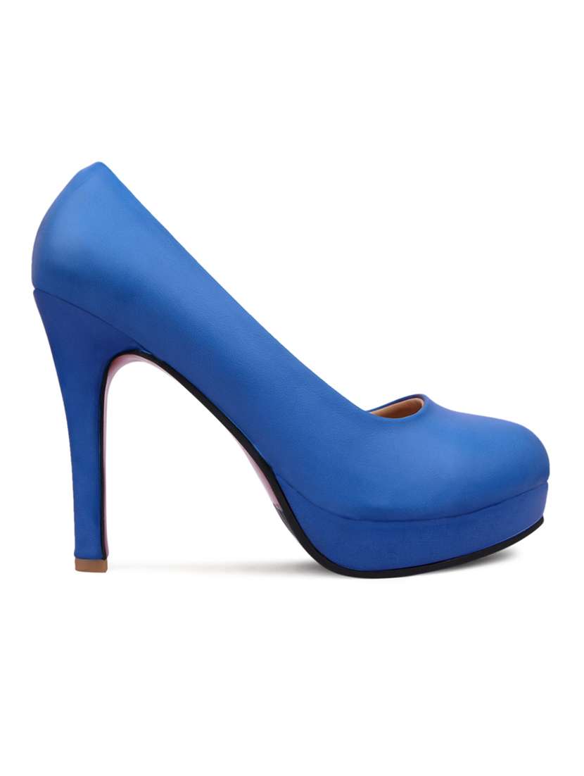 blue leatherette ballerinas
