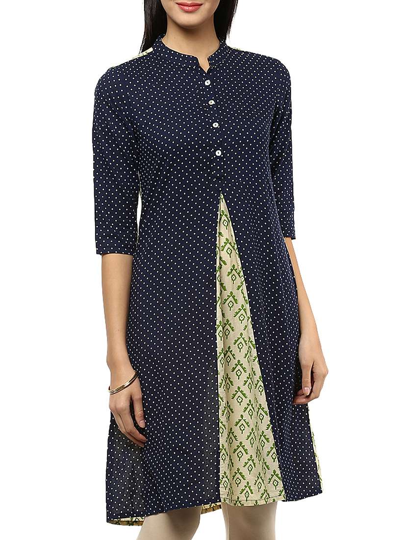 blue cotton a-line kurta