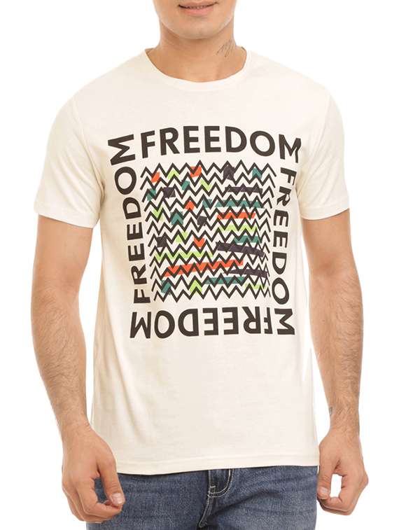 white color, cotton crew neck t-shirt