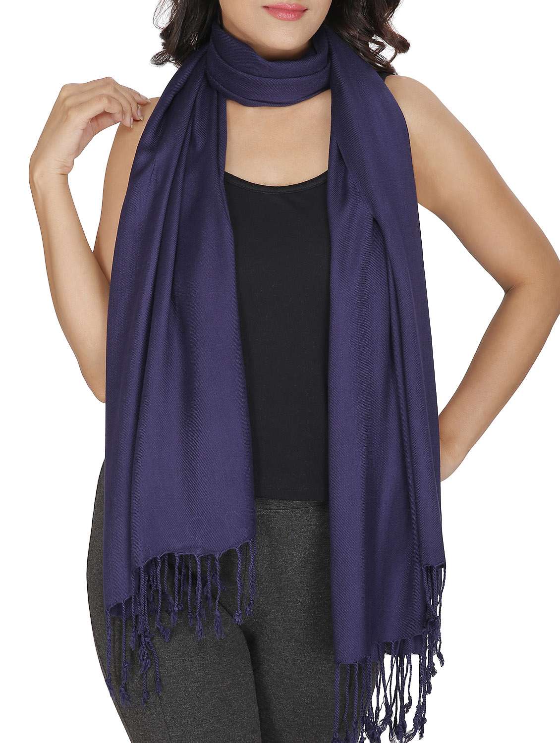 navy blue viscose stole - 12083059 -  Zoom Image - 0
