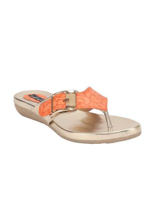 orange pu slip on sandals - 12085167 - Standard Image - 0