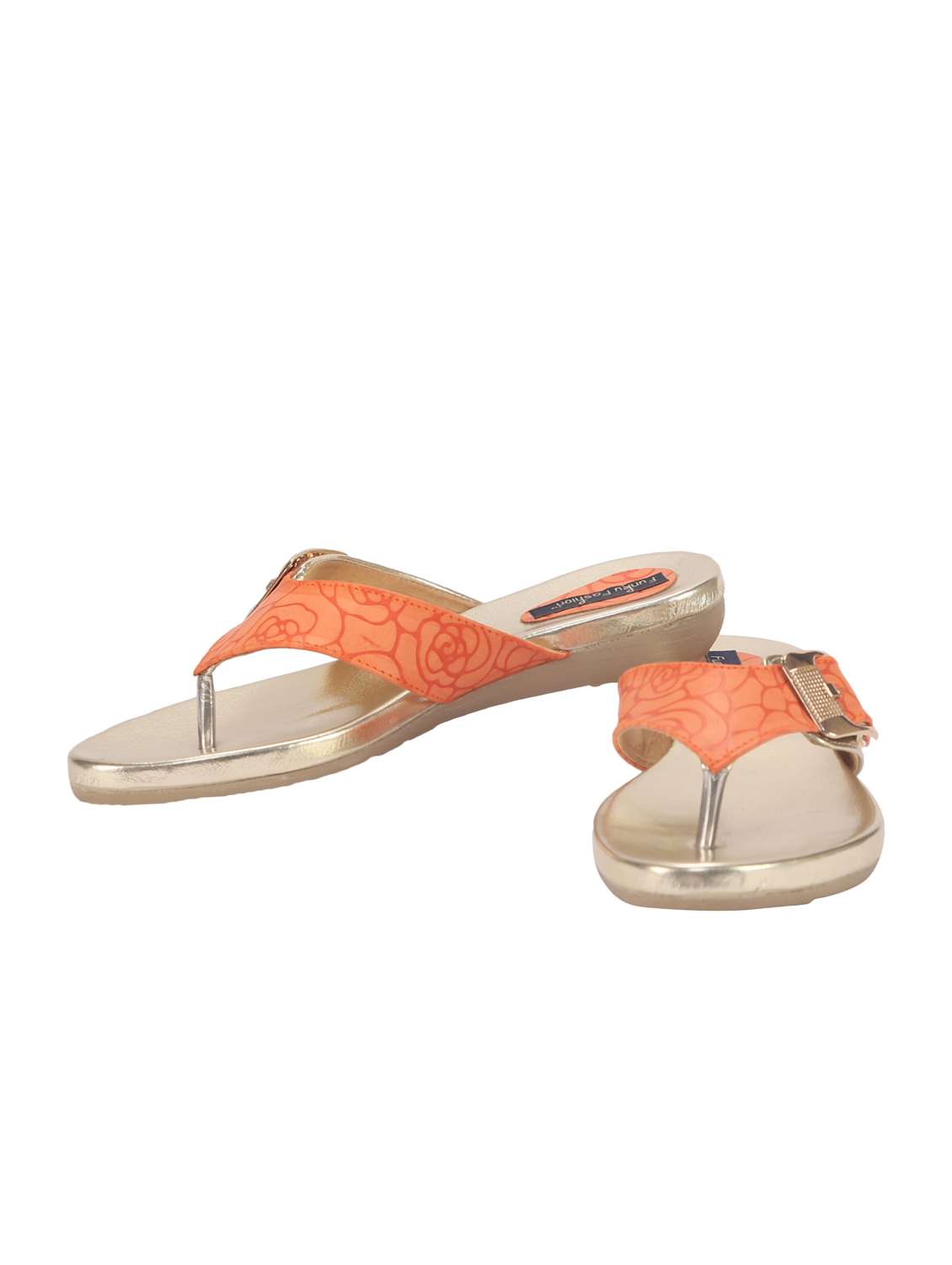 orange pu slip on sandals - 12085167 - Standard Image - 3