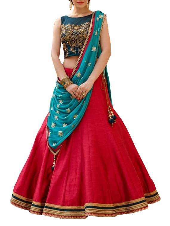 red silk aline lehenga