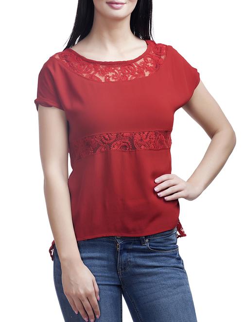 red viscose regular top - 12086351 - Standard Image - 0