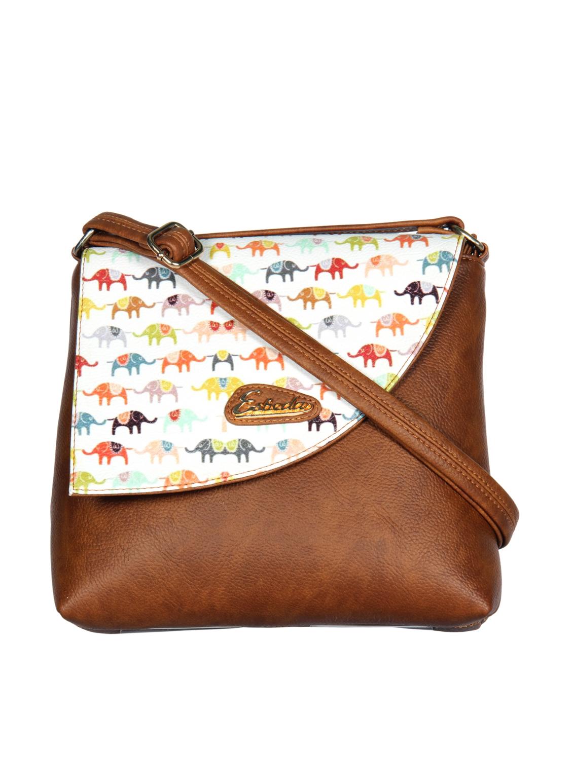 brown synthetic leather sling bag - 12086445 -  Zoom Image - 0