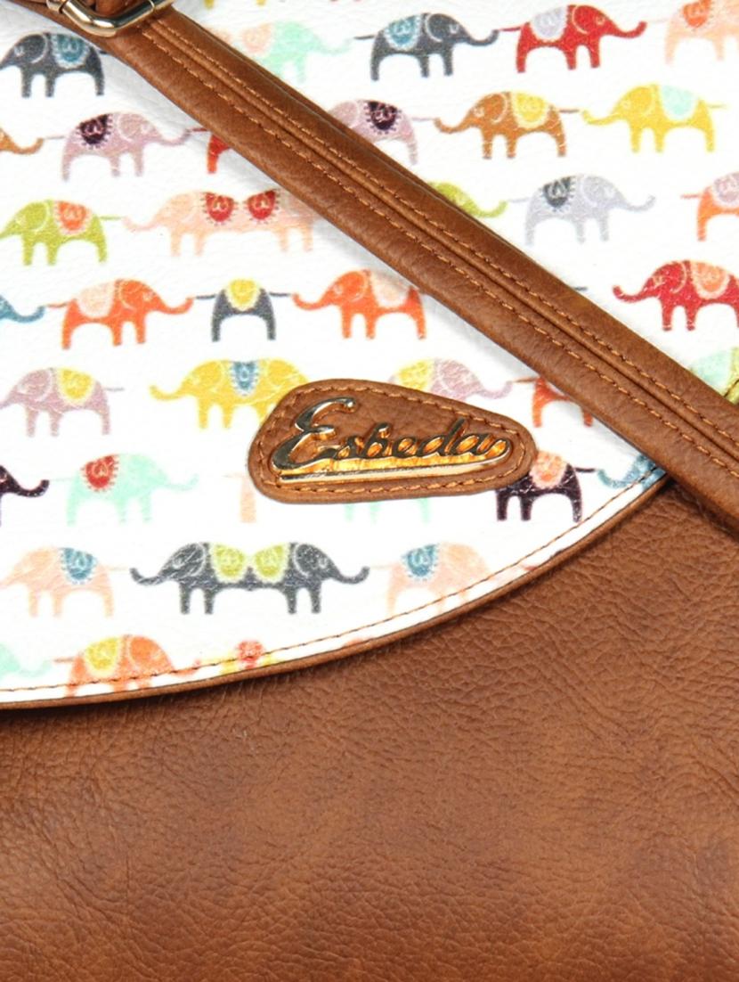 brown synthetic leather sling bag - 12086445 - Standard Image - 3