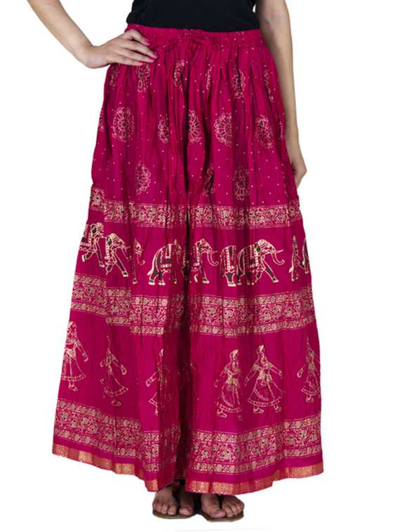 pink cotton maxi skirt