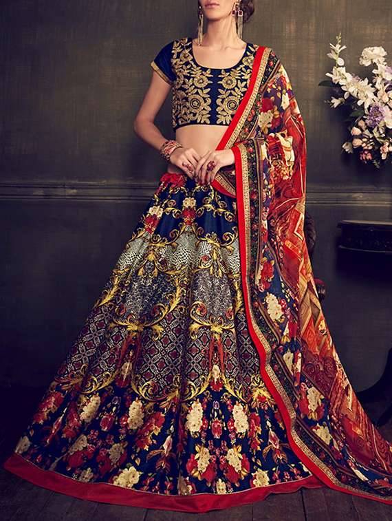 blue flared lehenga