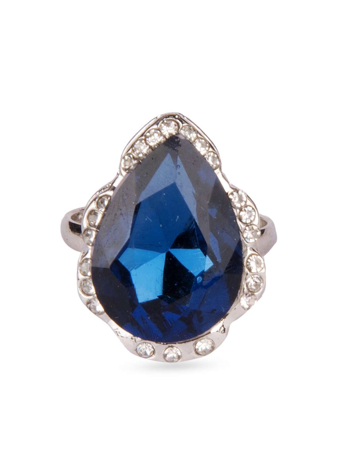 silver alloy blue stone ring