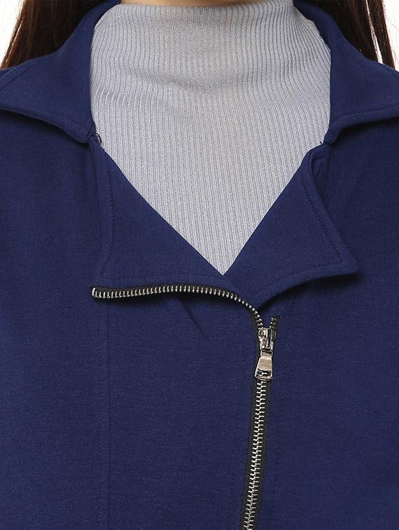 blue cotton crop jacket - 12095997 - Standard Image - 3