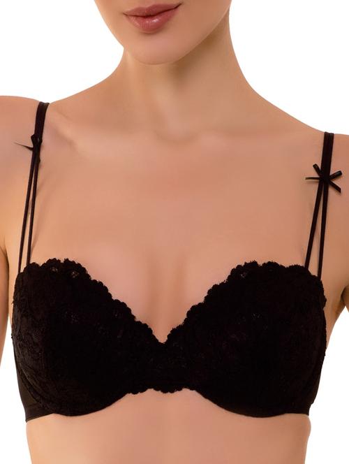bow detail laced balconette bra - 12096141 - Standard Image - 0
