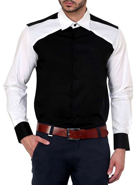 black color block casual shirt