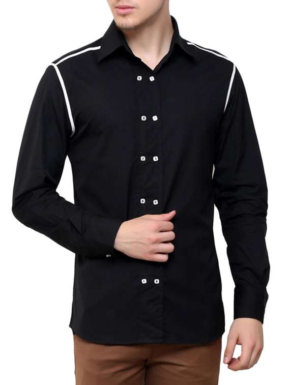 black amd white cotton casual shirt
