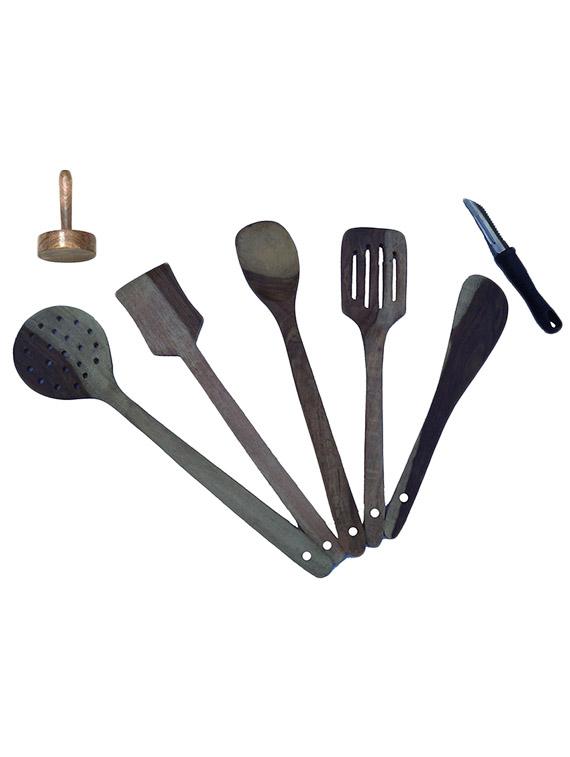 desi karigar wooden kitchen tool set of 7 - 12096674 - Zoom Image - 0