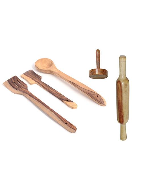 desi karigar wooden tools of kitchen (set of 5) - 12096679 - Standard Image - 0