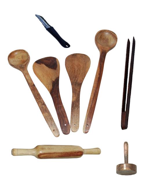 desi karigar wooden ladles, rolling pin, masher, peeler and chimta - 12096693 -  Standard Image - 0