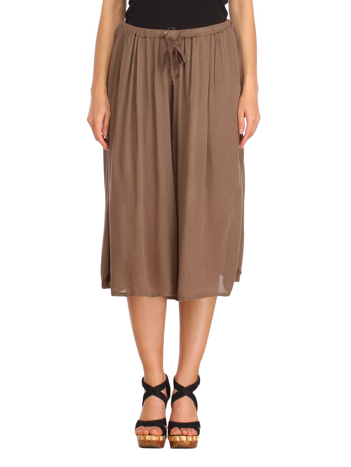 beige rayon culottes