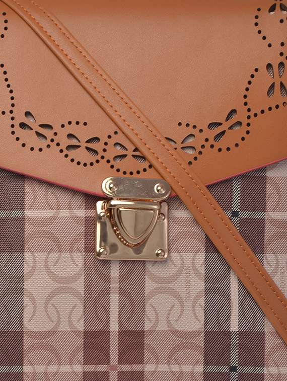 multi leatherette cutwork sling bag - 12106749 -  Standard Image - 3