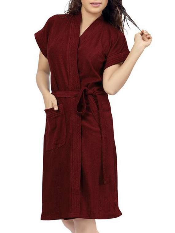 red cotton bathrobe