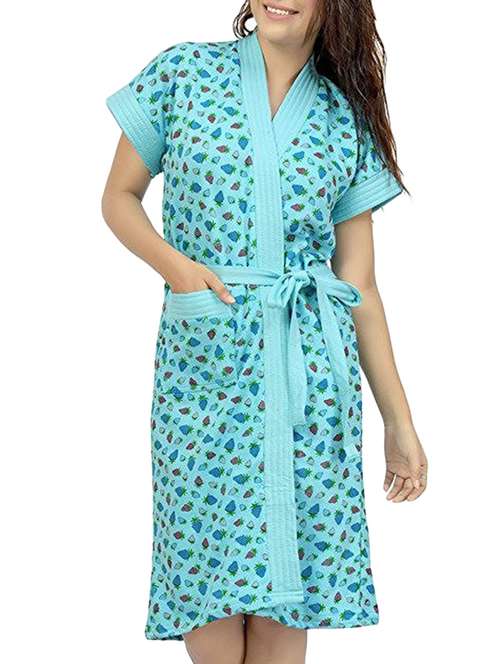 blue cotton bathrobe - 12107991 -  Standard Image - 0