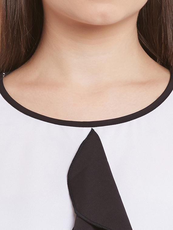 white georgette ruffle top - 12113504 - Standard Image - 3