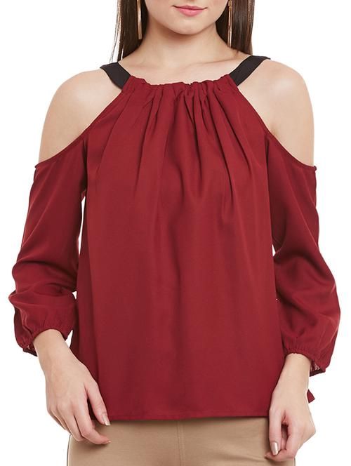 maroon georgette regular top - 12113509 - Standard Image - 0