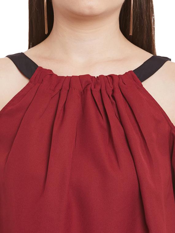 maroon georgette regular top - 12113509 - Standard Image - 3