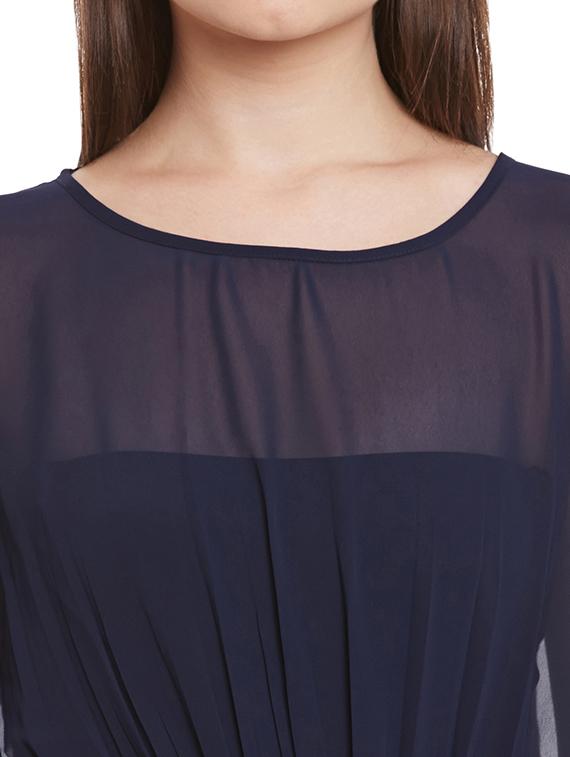 navy blue georgette solid top - 12113510 - Standard Image - 3