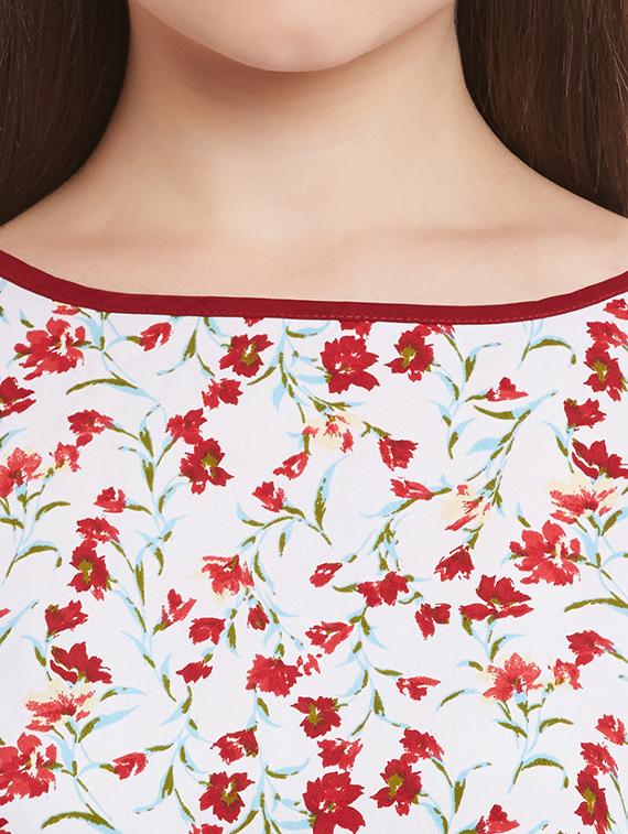contrast piping detail floral top - 12113511 - Standard Image - 3