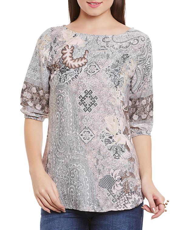 multicolored printed crepe regular top - 12113514 - Zoom Image - 0