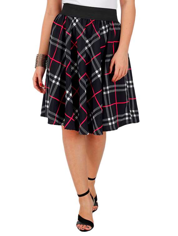 black crepe flared skirts