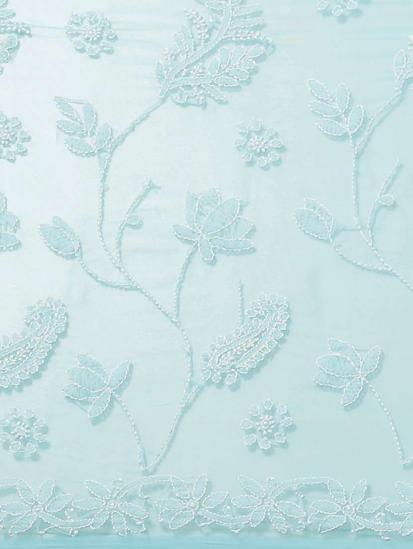 blue georgette hand embroidered chikankari saree with blouse - 12128291 -  Standard Image - 5