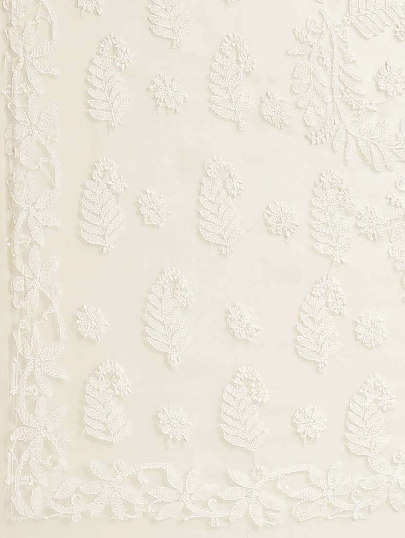 beige faux georgette chikankari saree with blouse - 12128310 -  Standard Image - 5