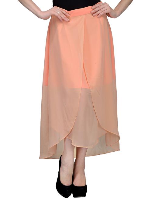 orange georgette asymmetric skirt - 12132492 -  Standard Image - 0