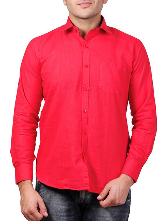 red cotton casual shirt