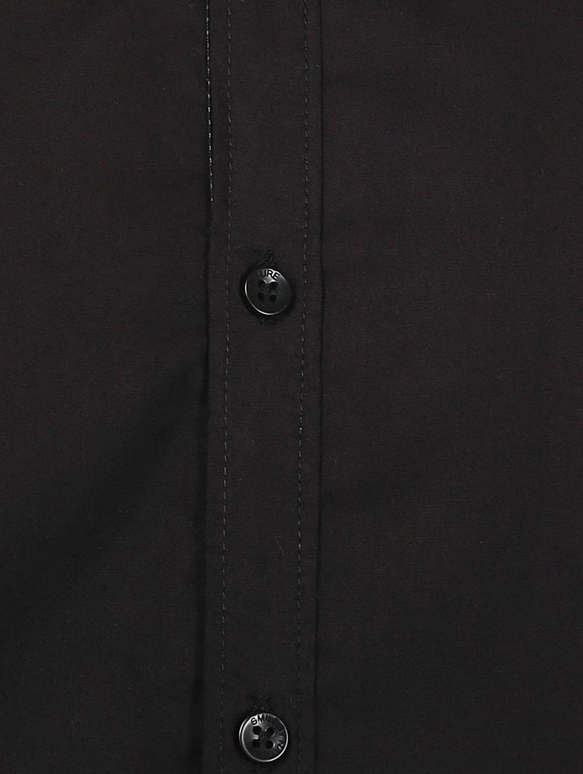 solid black cotton casual shirt - 12145031 - Standard Image - 3