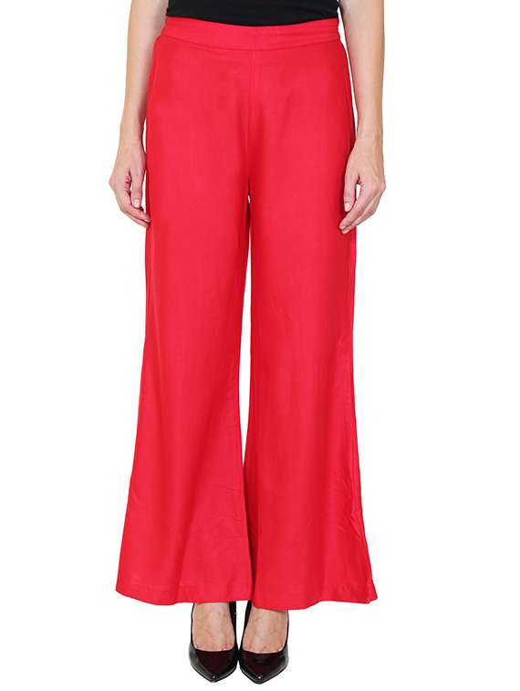 red viscose palazzos