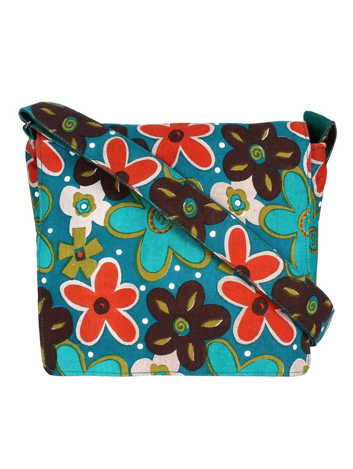 multi floral printed canvas sling bag