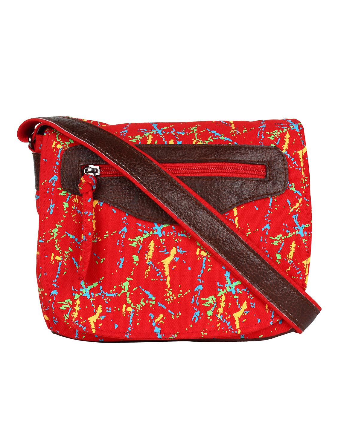 red printed canvas sling bag - 12155973 -  Zoom Image - 0