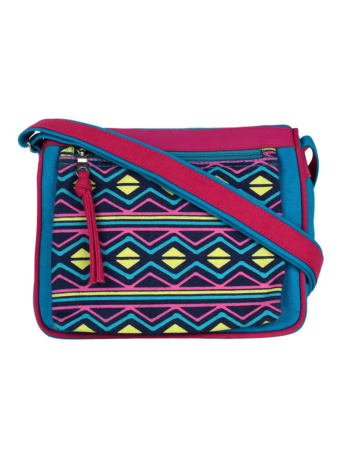 multicolored printed canvas sling bag - 12155977 - Zoom Image - 0