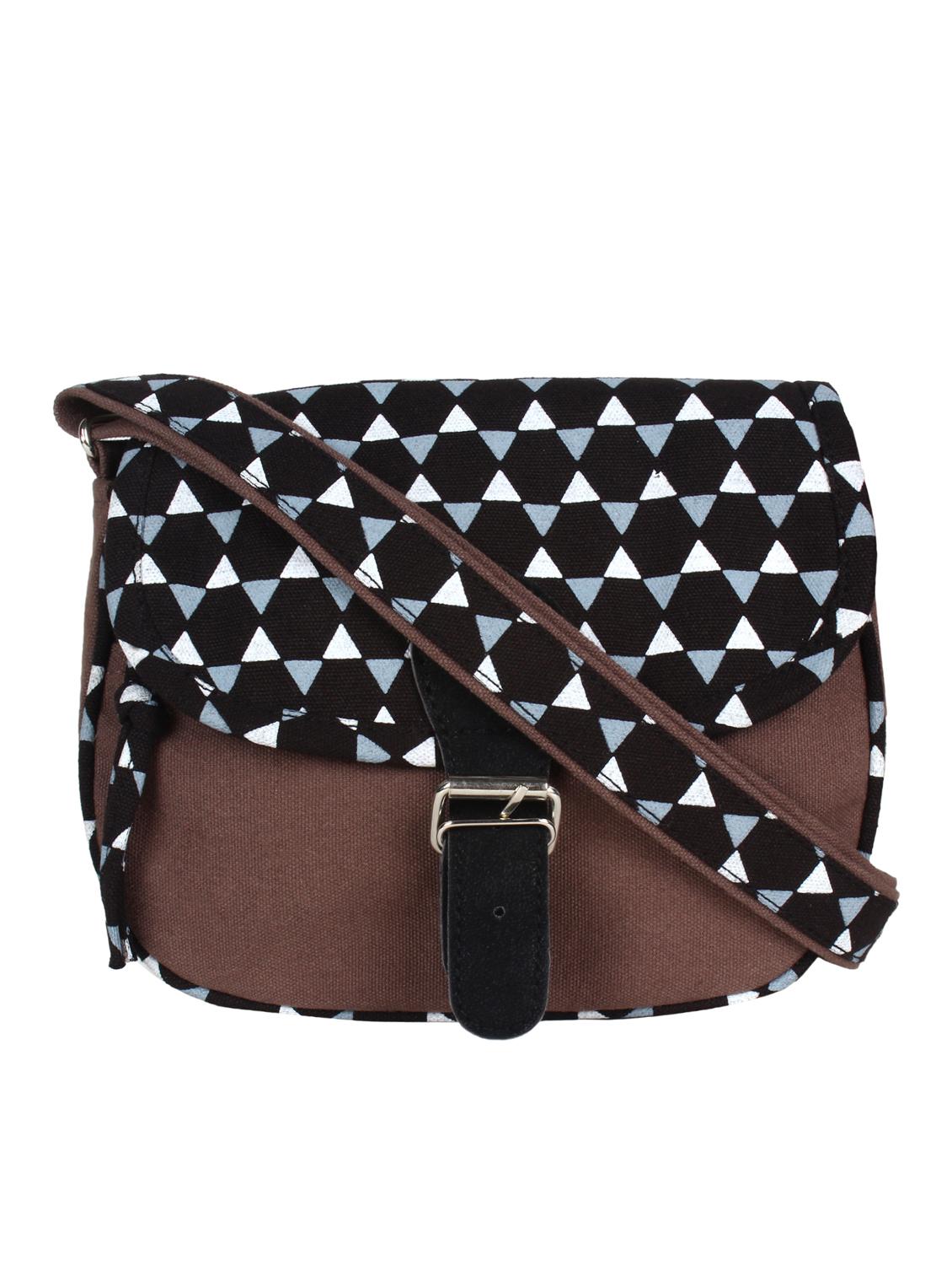 brown printed regular sling bag - 12155985 -  Zoom Image - 0