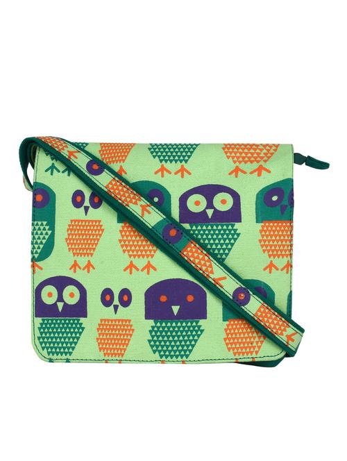 green printed canvas sling bag - 12155986 -  Standard Image - 0