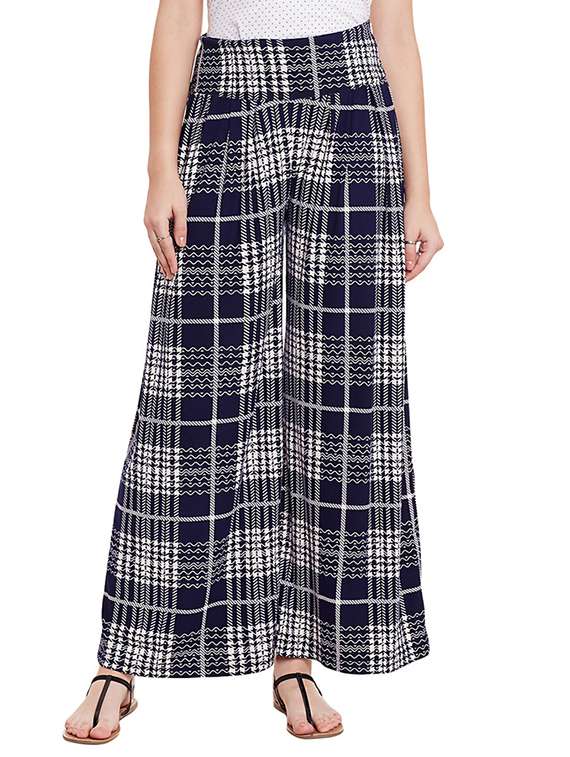 navy blue cotton palazzos